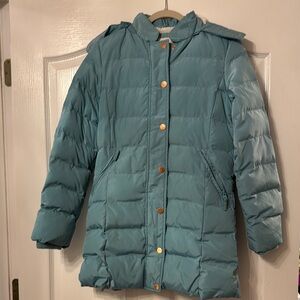 Copper Key Blue Puffer Jacket with Quilted Design